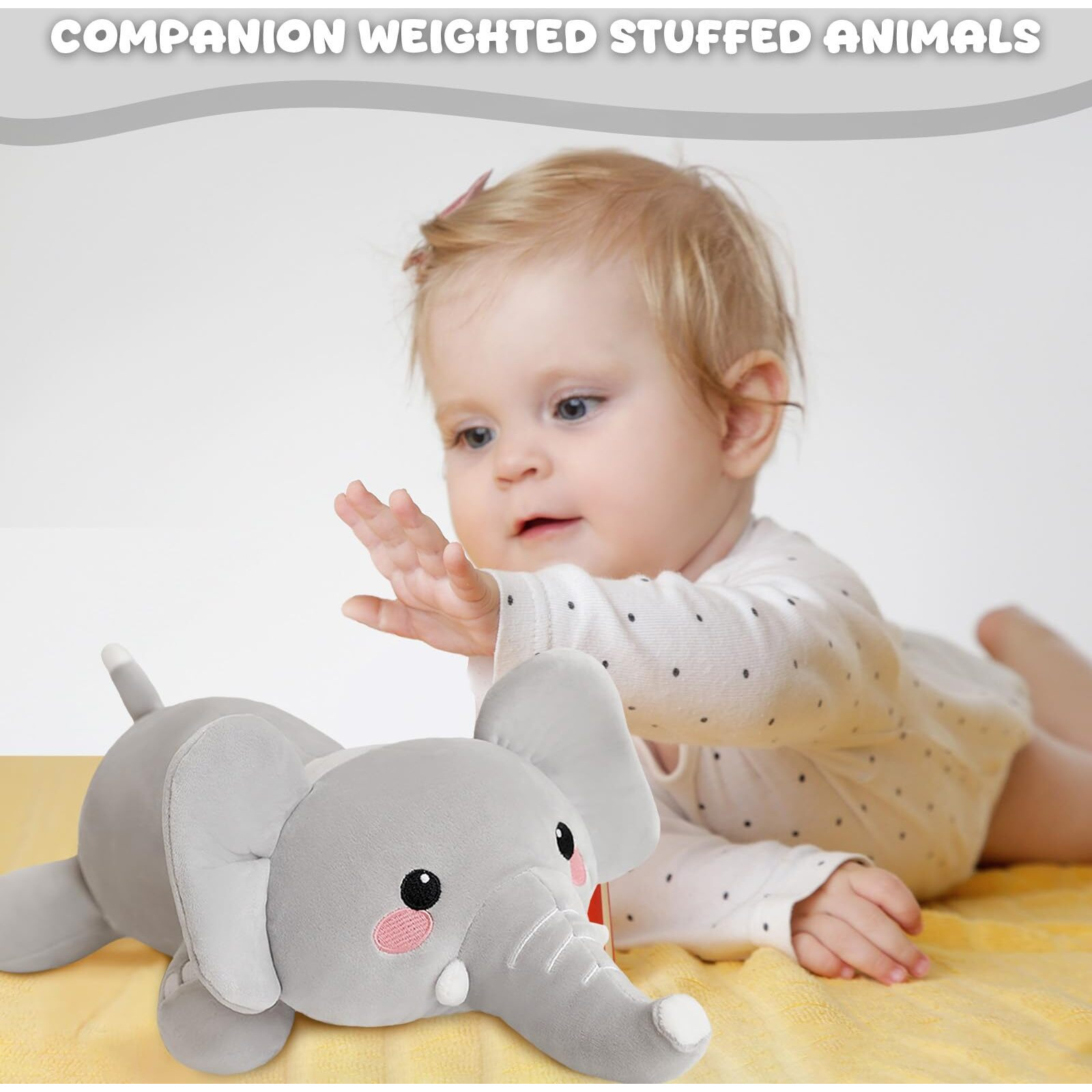Toysym Weighted Stuffed Animals, Elephant Stuffed Animal With Weighted Beads, Cute Plush Toy Pillow Gifts For Adults Kids Boys Girls