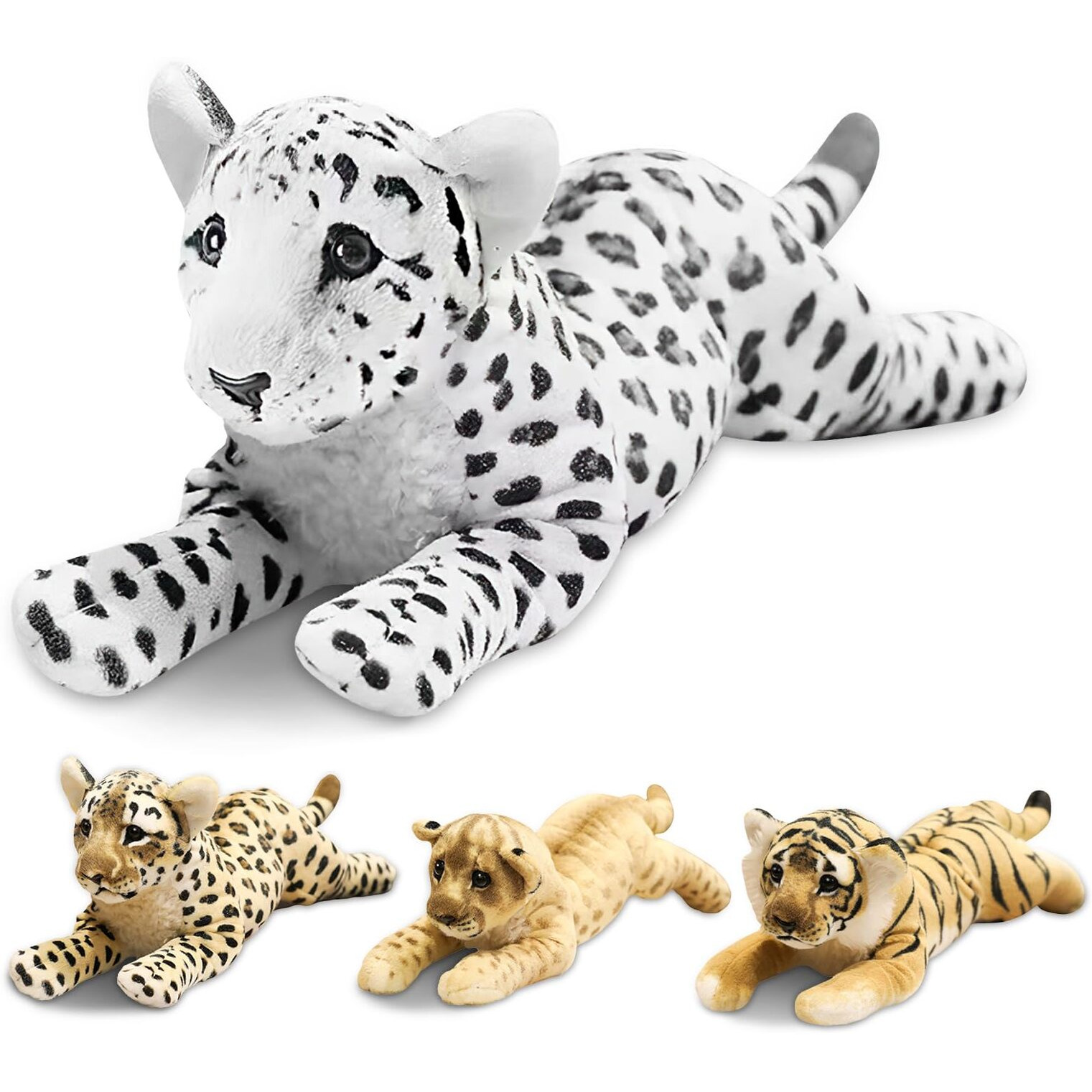 Vyusit Snow Leopard Plush Giant White Snow Leopard Stuffed Animals Large Cute Soft Realistic Plush Toys Birthday For Girls Kids 24""