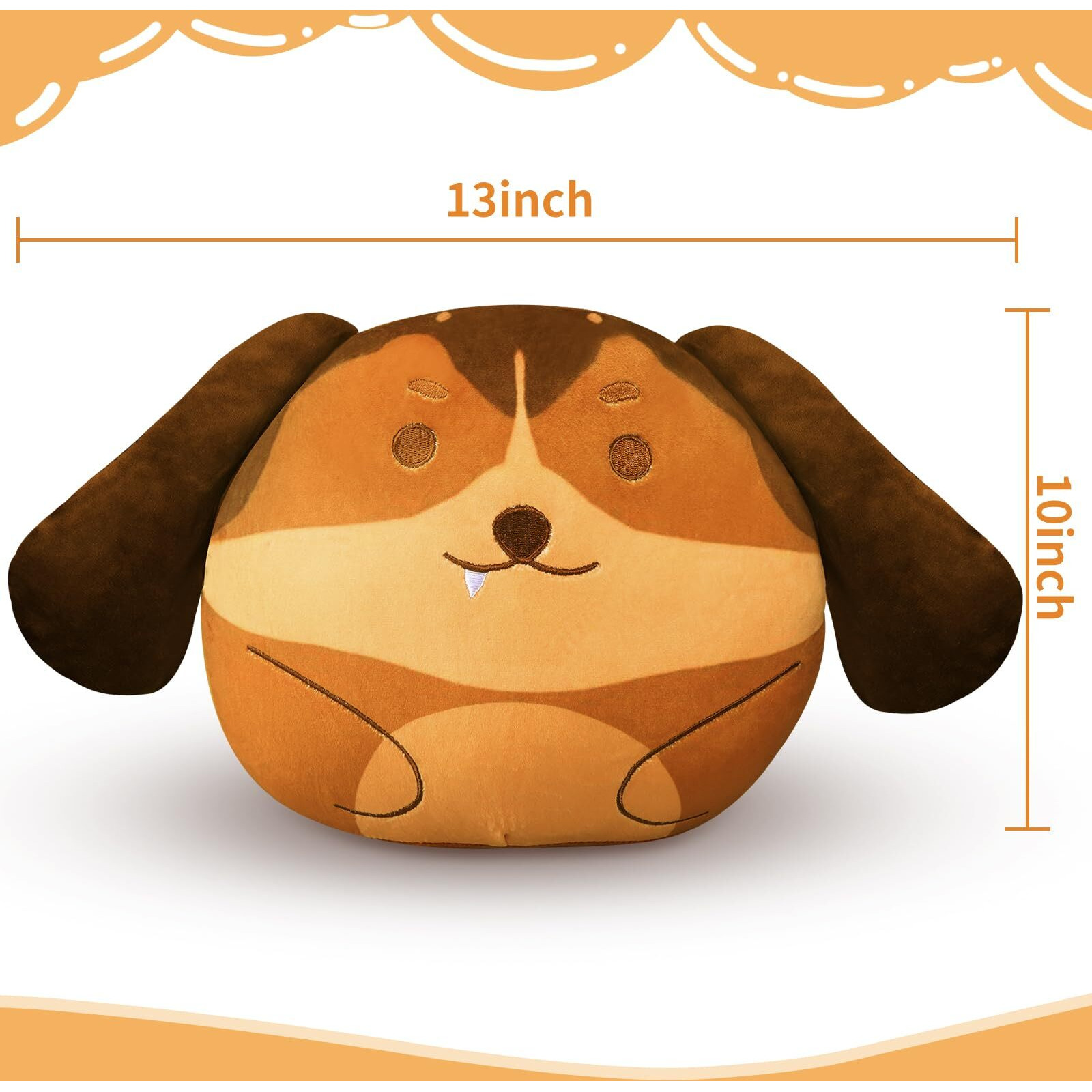 Oiyaku Kids Plush Pug Stuffed Animal Soft Dog Plush Pillow - Brown, 13 In - Birthday Gift For 3-12 Years Old Children - Decoration For Room & Living Room