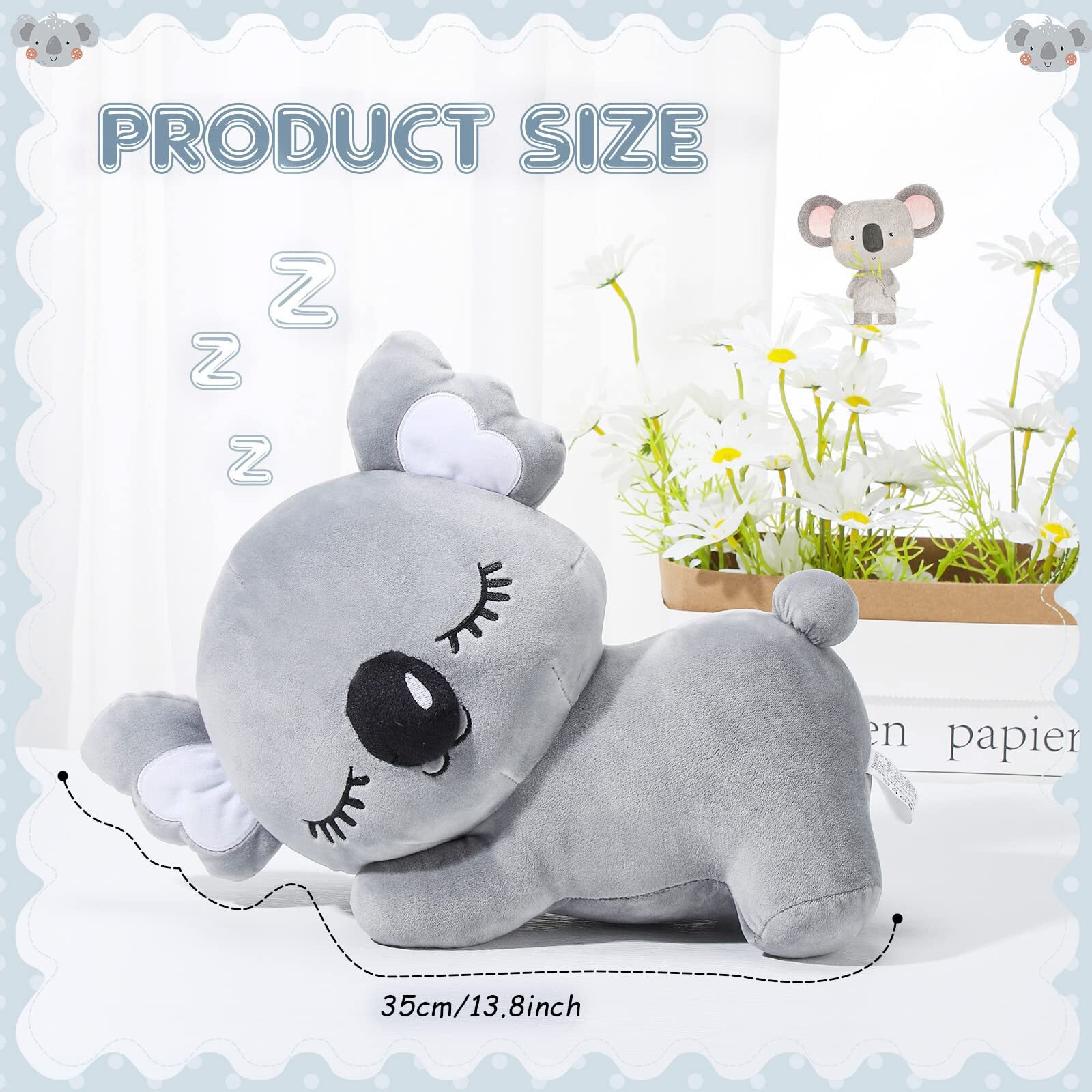 Queekay 13.8 Inch Cute Koala Stuffed Animal Creative Koala Gifts Animal Plush Pillow Stuffed Toy For Clever Boy's And Girl's Room Decor