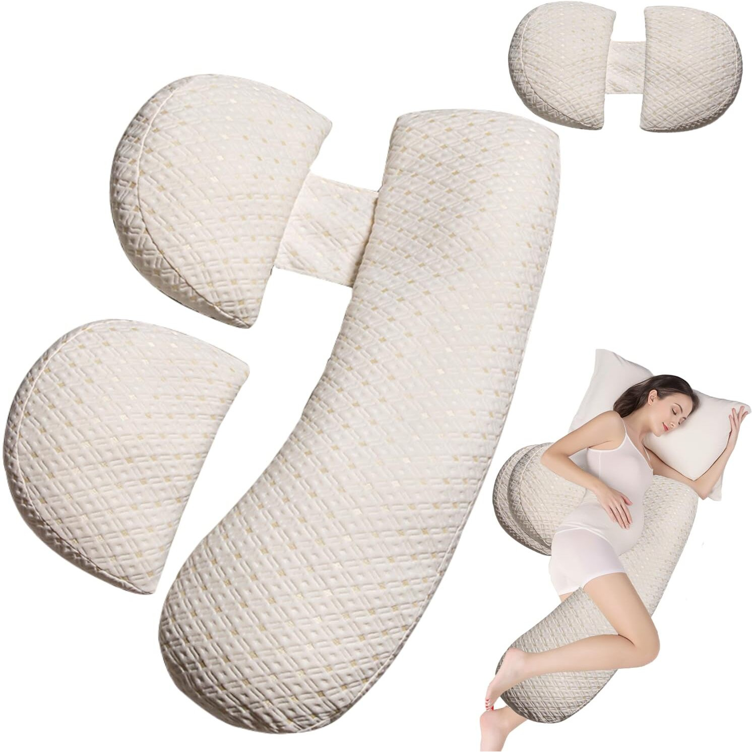 Yzcctixi Pregnancy Pillow - Full Body Maternity Support For Back & Hips, Soft Sleeping Pillow With Removable Cover, Comfort For Side Sleepers And Pregnancy