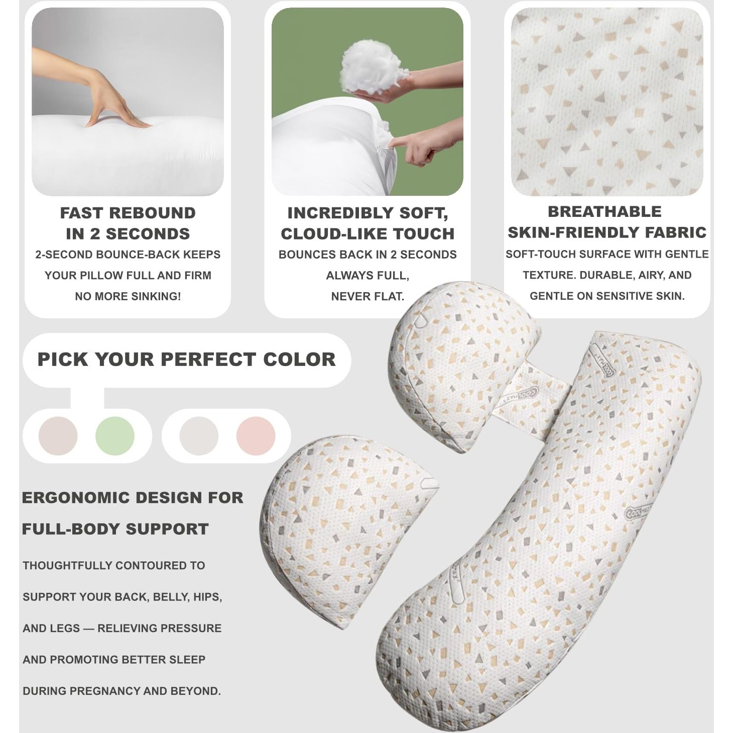Yzcctixi Pregnancy Pillow - Full Body Maternity Support For Back & Hips, Soft Sleeping Pillow With Removable Cover, Comfort For Side Sleepers And Pregnancy