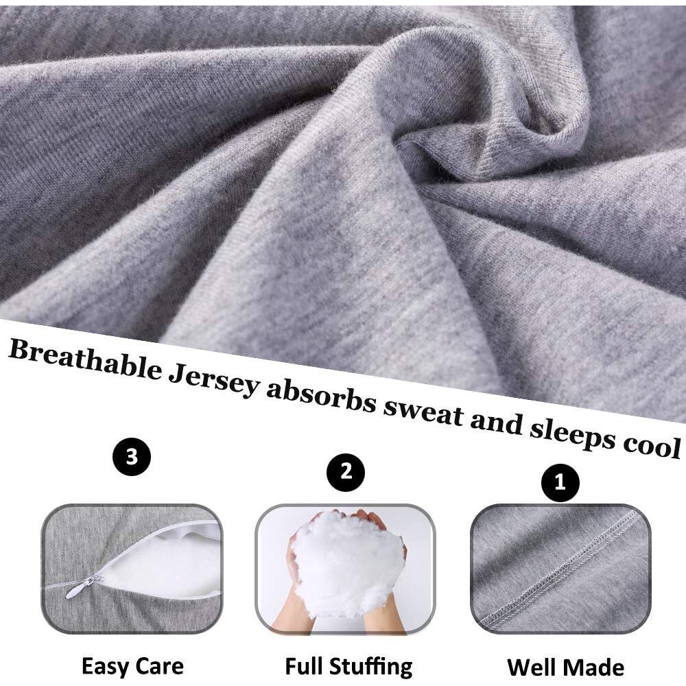 1 Middle One Pregnancy Pillow, C Shaped Full Body Pillow For Maternity Support, Pregnant Women Sleeping Pillow With Jersey Cover (Light Grey)