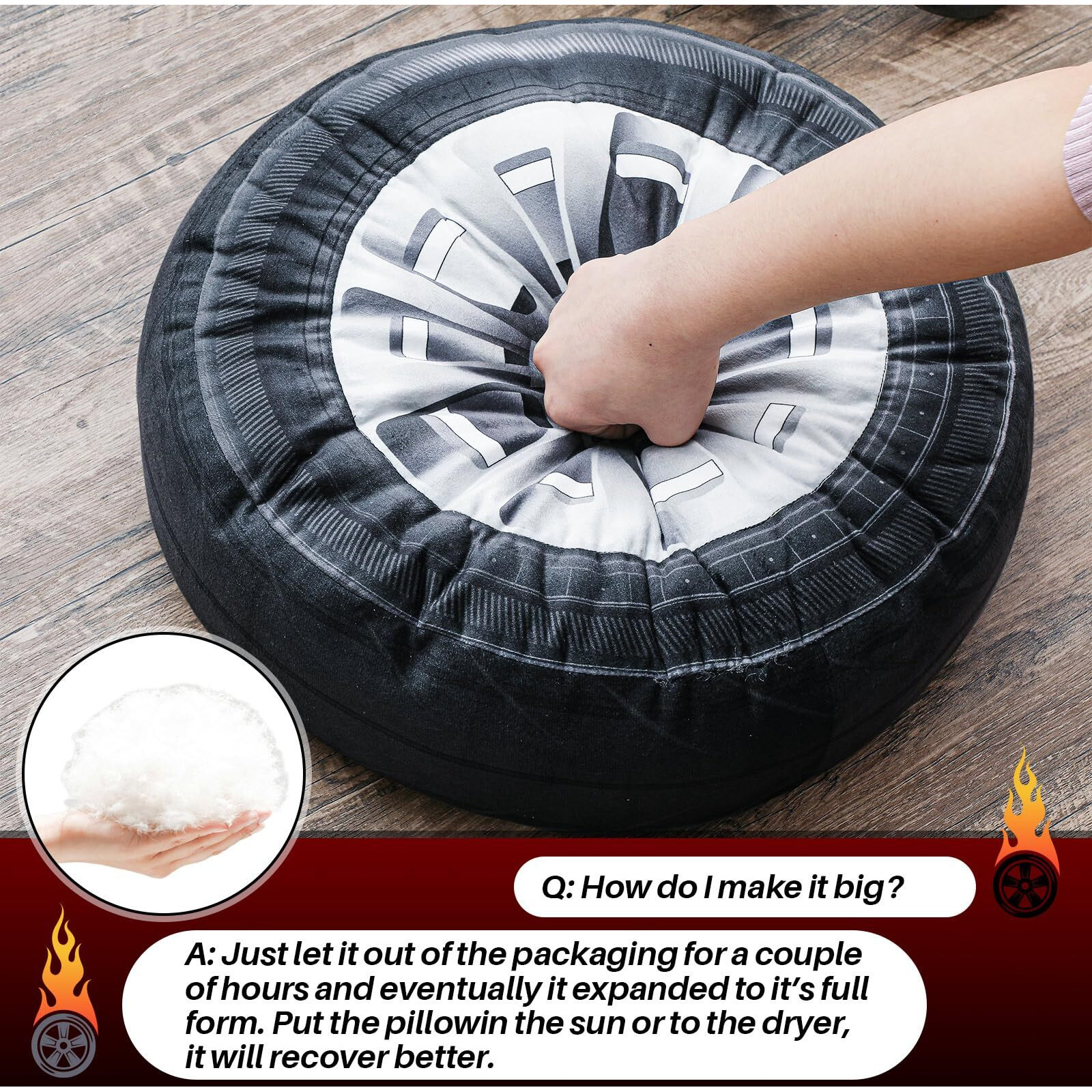 Meooeck 15.7 Inch 3D Simulation Wheel Plush Pillow Car Tire Pillow Big Soft Chunky Tire Sofa Toy Flexible Seating For Boys Classroom Elementary Funny Race Bedroom Birthday Party Decor Gift (Modern)