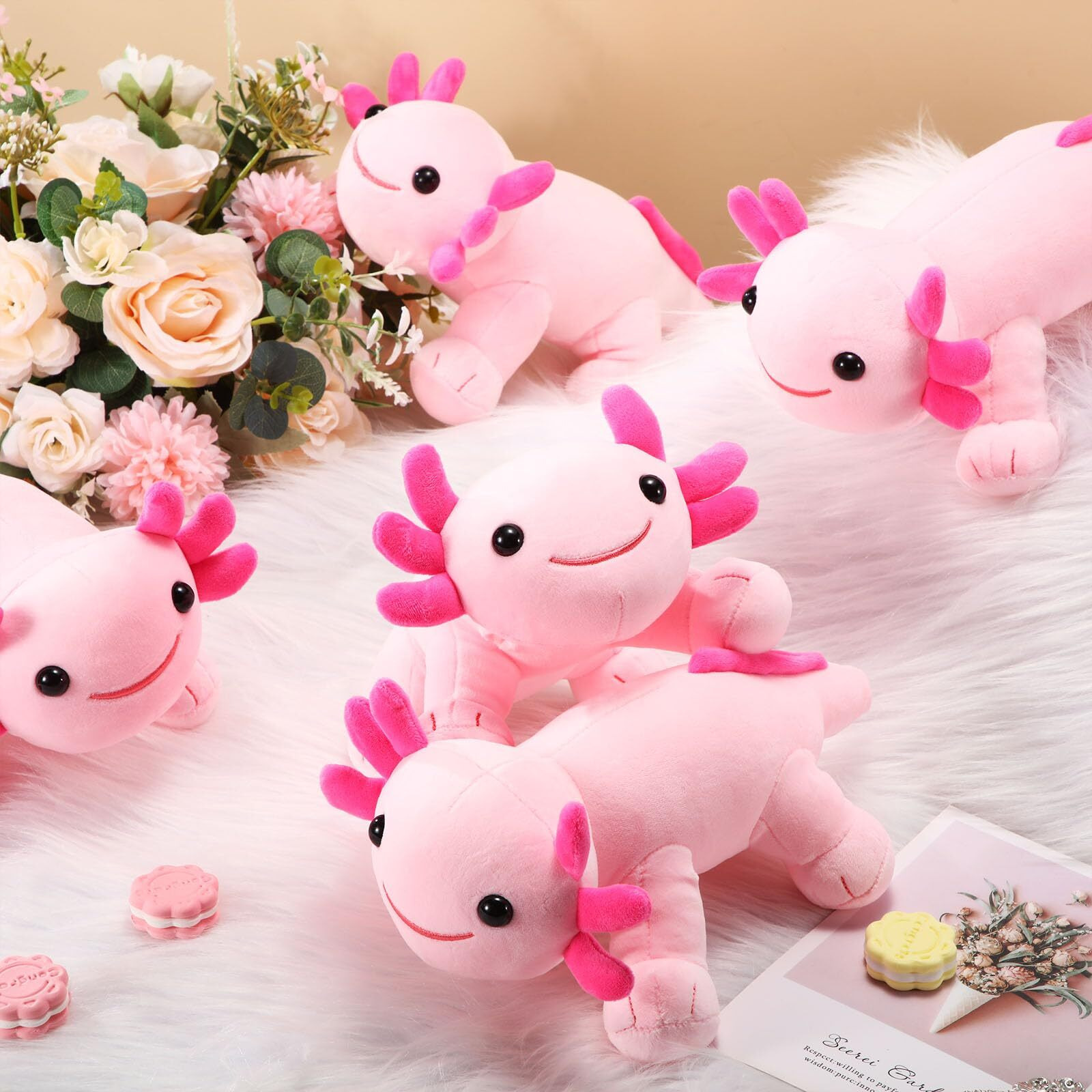 Libima 5 Pcs 12 Inch Axolotl Plush Toys Stuffed Animal Plushies Pillow Doll Cute Soft Axolotl Toy Stuffed For Birthdays Gift Home Decoration(Pink)