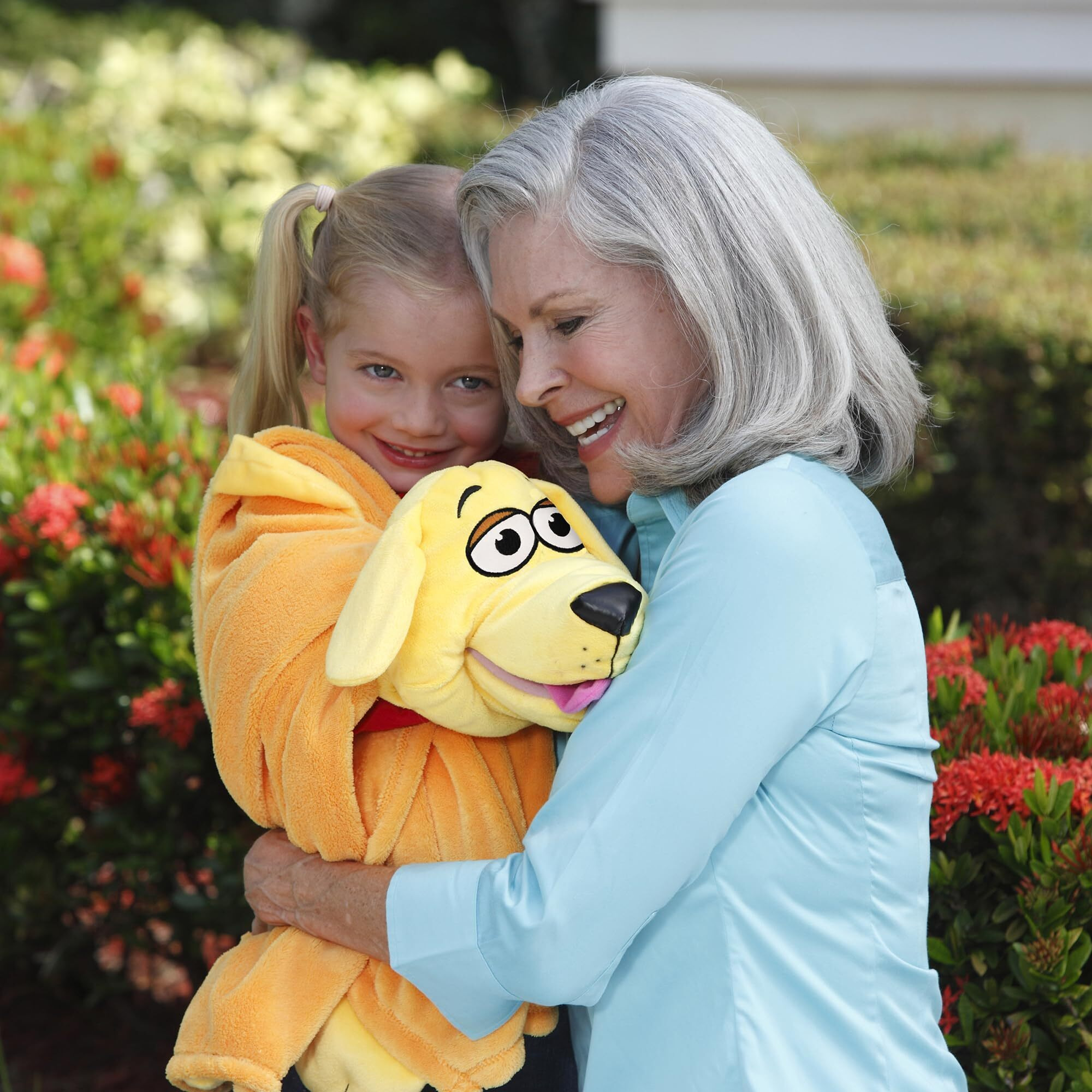Cuddleuppets Dog - Yellow - 2-In-1 Plush Puppet & Blanket, Soft Animal Character, Play All Day & Cuddle All Night, Kids Companion, Machine Washable