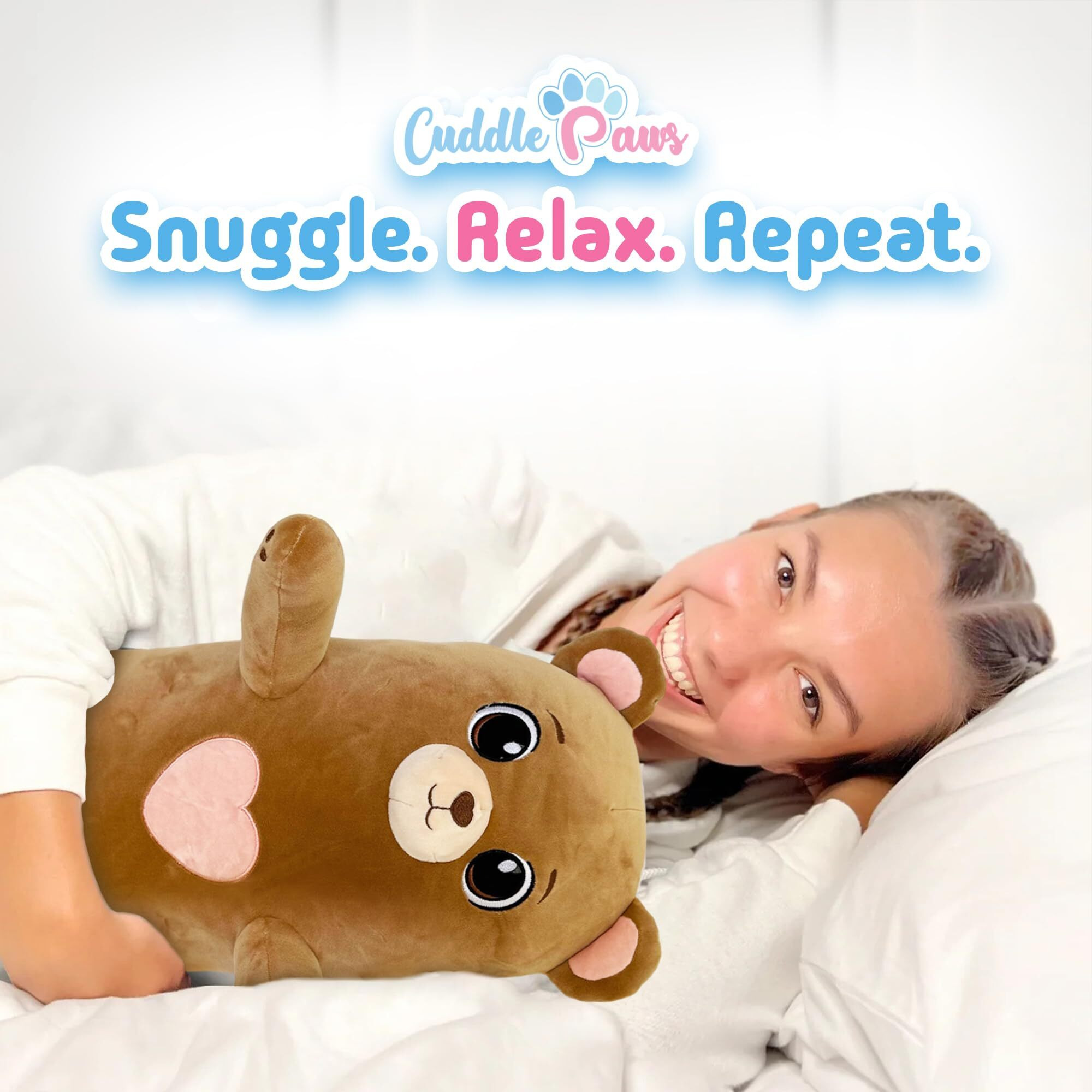 Cuddle Paws Stuffed Animal Long Bear Body Pillow - Soft Plush Toy & Throw Pillow For Kids, Medium (35 Inches), Soft Plushies Stuff Gift For Boys And Girls