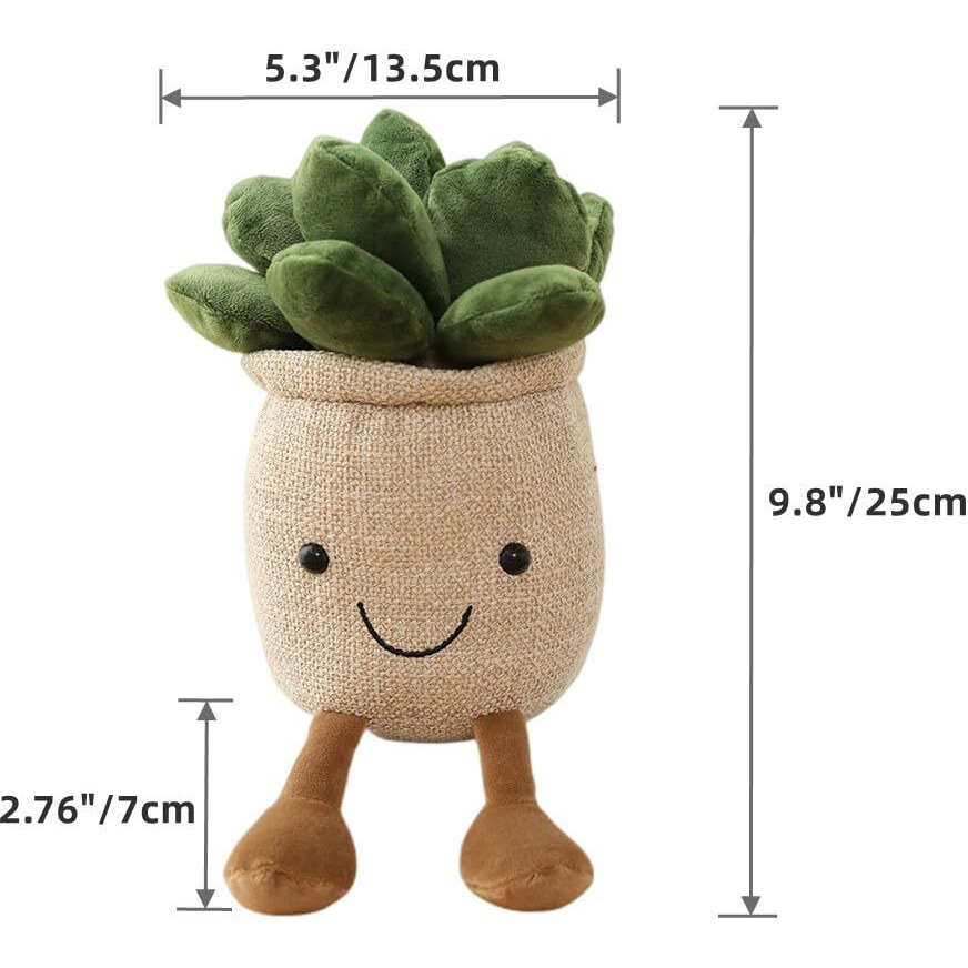 Xzjmy 1Pack Succulents Plush Toy,Potted Plant Stuffed Plush Pillow Decoration,Cute Plants Plush Toy, Plush Toys Gift For Kids Girls (Khaki,Succulents)