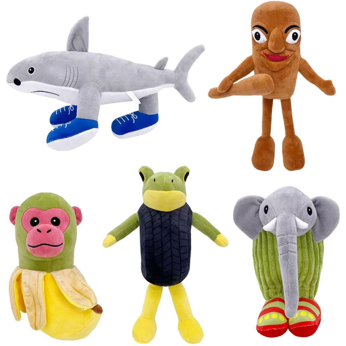 Ai-Crafted,Animals Plush Italian Brainrot,Stuffed Animals Evolution Plush Pillow Toy For Room Decor For Game Fans (Tung Tung Sahur 5Pcs)