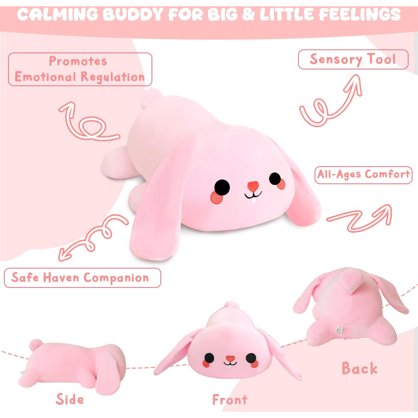 Toysym Weighted Stuffed Animals, Bunny Stuffed Animal With Weighted Beads, Cute Plush Toy Pillow Gifts For Adults Kids Boys Girls