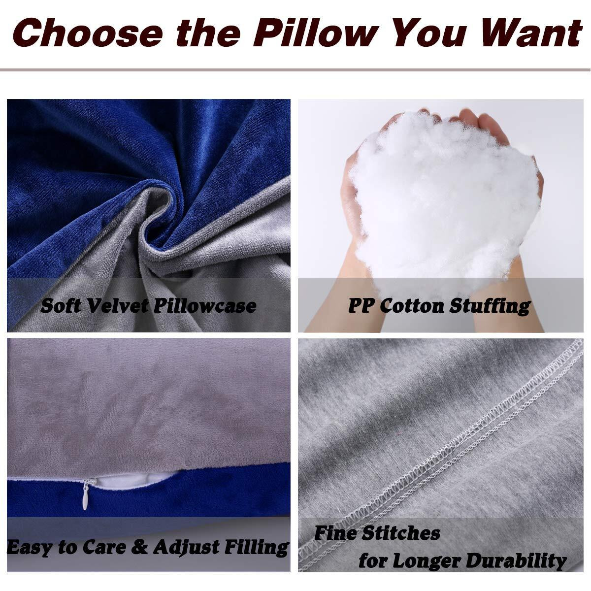 Moon Pine U Shaped Pregnancy Pillow, Maternity Full Body Pillow For Back, Legs And Belly Support, Sleeping Pillow For Pregnant Women And Side Sleepers With Removable Cover (Blue Grey)