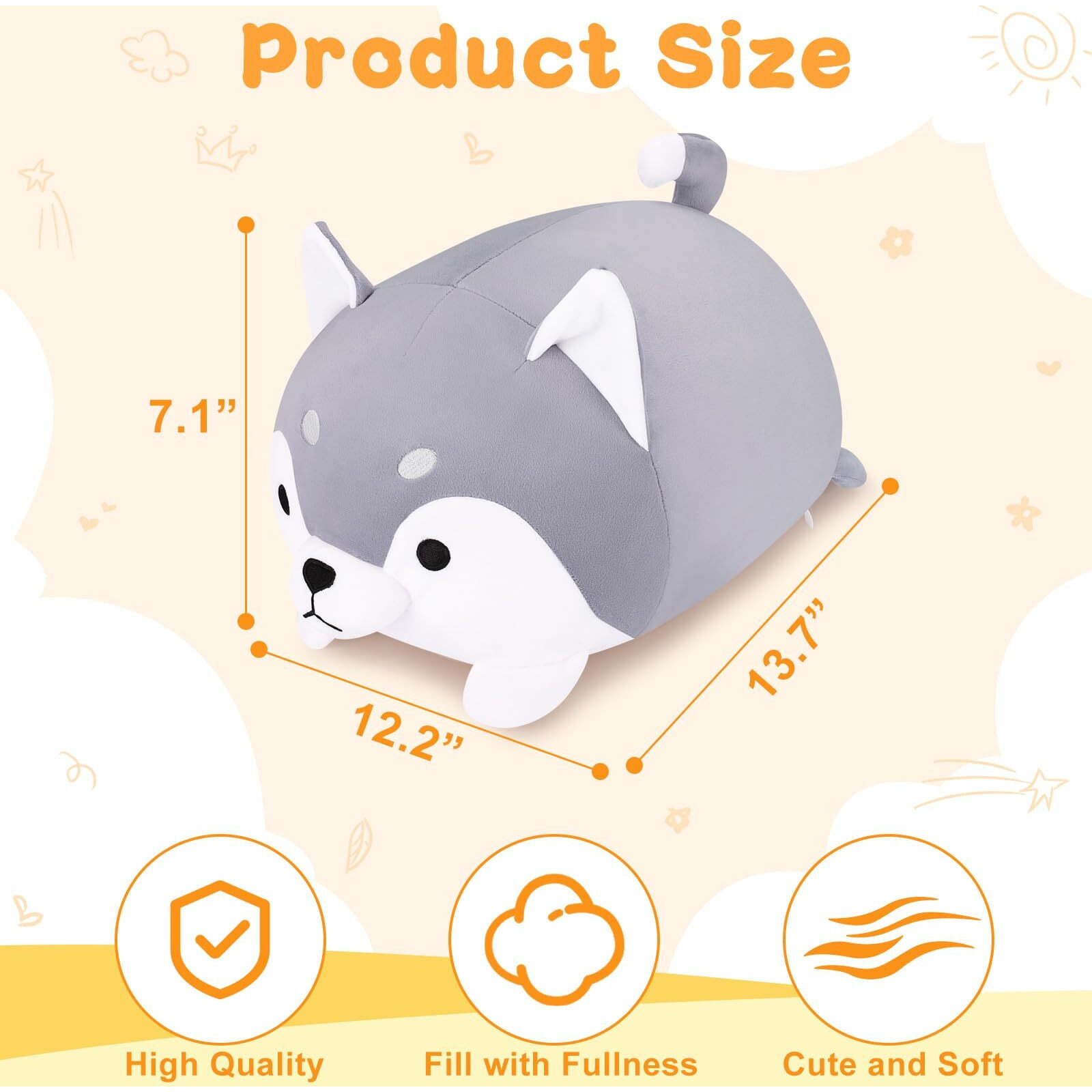 Achwishap Husky Plush,Husky Stuffed Animal-Kawaii Dog Plush Toys,13.7 Cute Plushies Dog Animal Plushie Stuffed Huskie,Soft Animal Pillows For Kids Adults Boys,Plushie Birthday Gifts For Dogs Lover