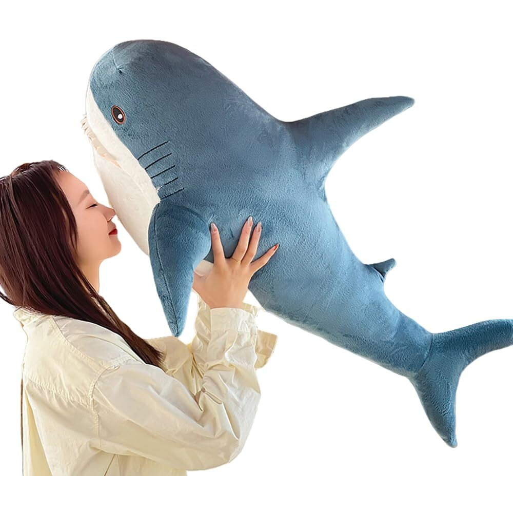 31.5-In Plush Shark Toy Pillow, Super Soft And Cute Plush Shark Toys , Shark Cushion Pillow Shark Plush Stuffed Animal Sharks Childrens Boys And Girls Room Decoration Bedtime Gift(Blue 31.5 Inches)