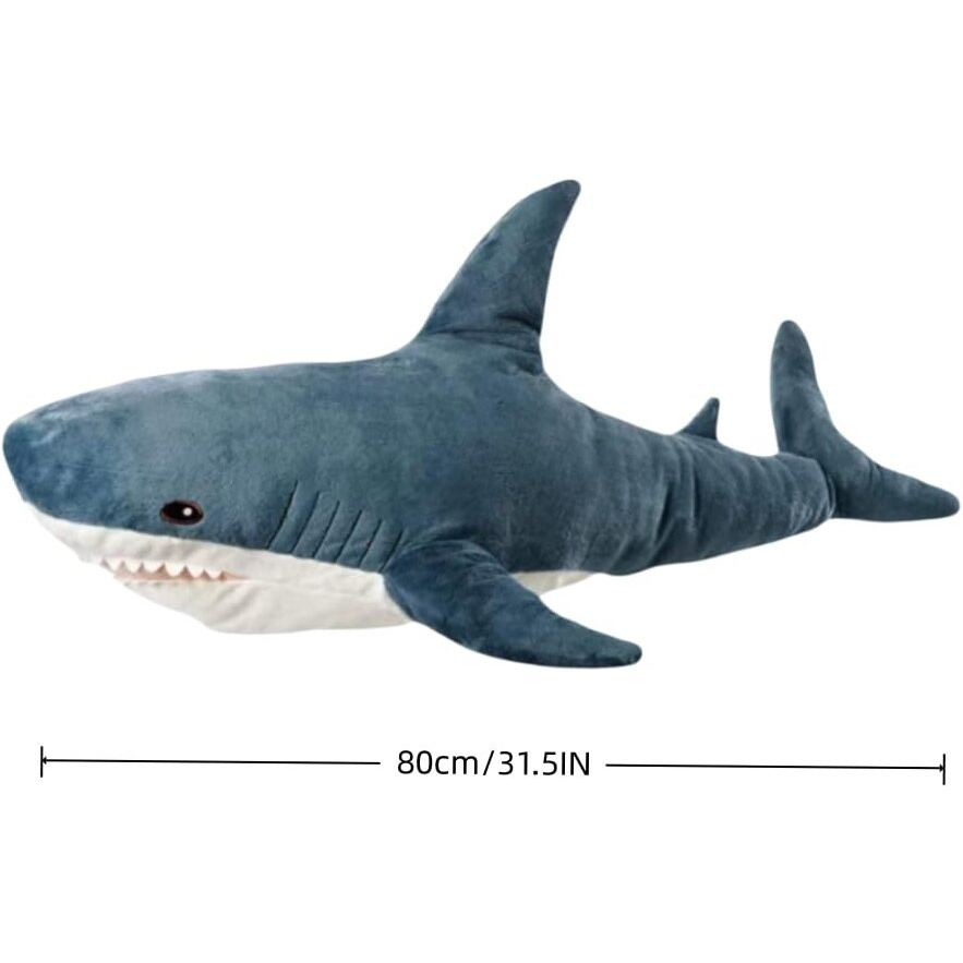 31.5-In Plush Shark Toy Pillow, Super Soft And Cute Plush Shark Toys , Shark Cushion Pillow Shark Plush Stuffed Animal Sharks Childrens Boys And Girls Room Decoration Bedtime Gift(Blue 31.5 Inches)