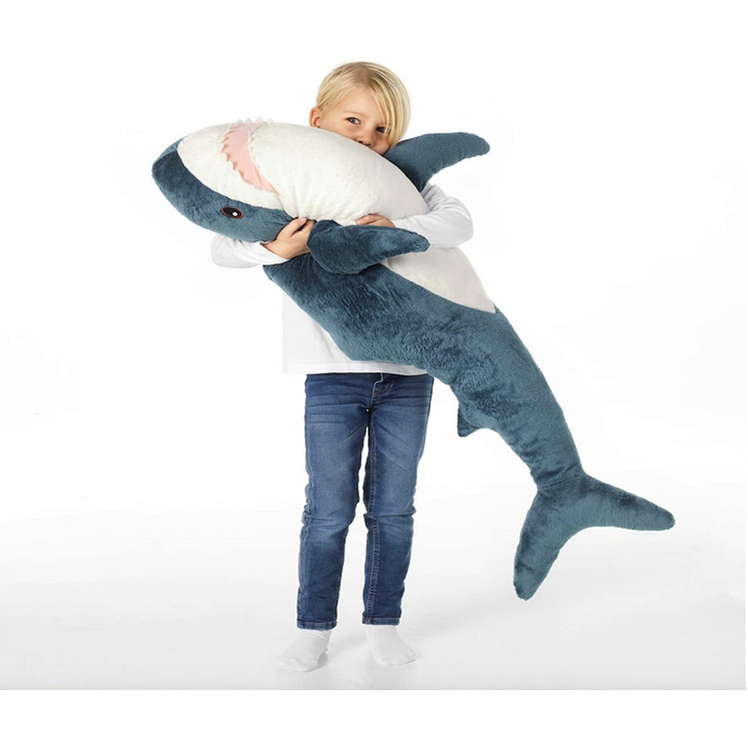Dongai Plush Shark Toy Pillow, 31-Inch Giant Shark Plush Animal Toy Super Soft And Cute Pillow Childrens Boys And Girls Room Decoration Bedtime Gift (80Cm,Blue) (Blue)
