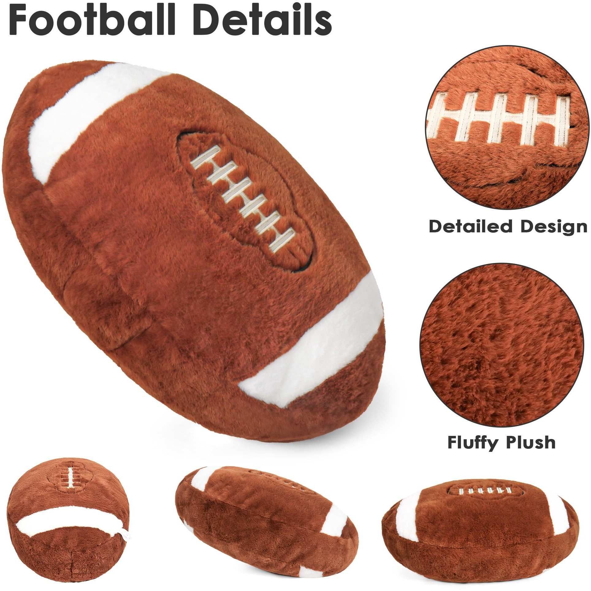 Wepop 18In Fluffy Football Plush Pillow, Soft Football Pillows, Sports Ball Plush Pillow Stuffed Toy Room Decoration And Gifts For Kids, Boys, Girls, Football Fans