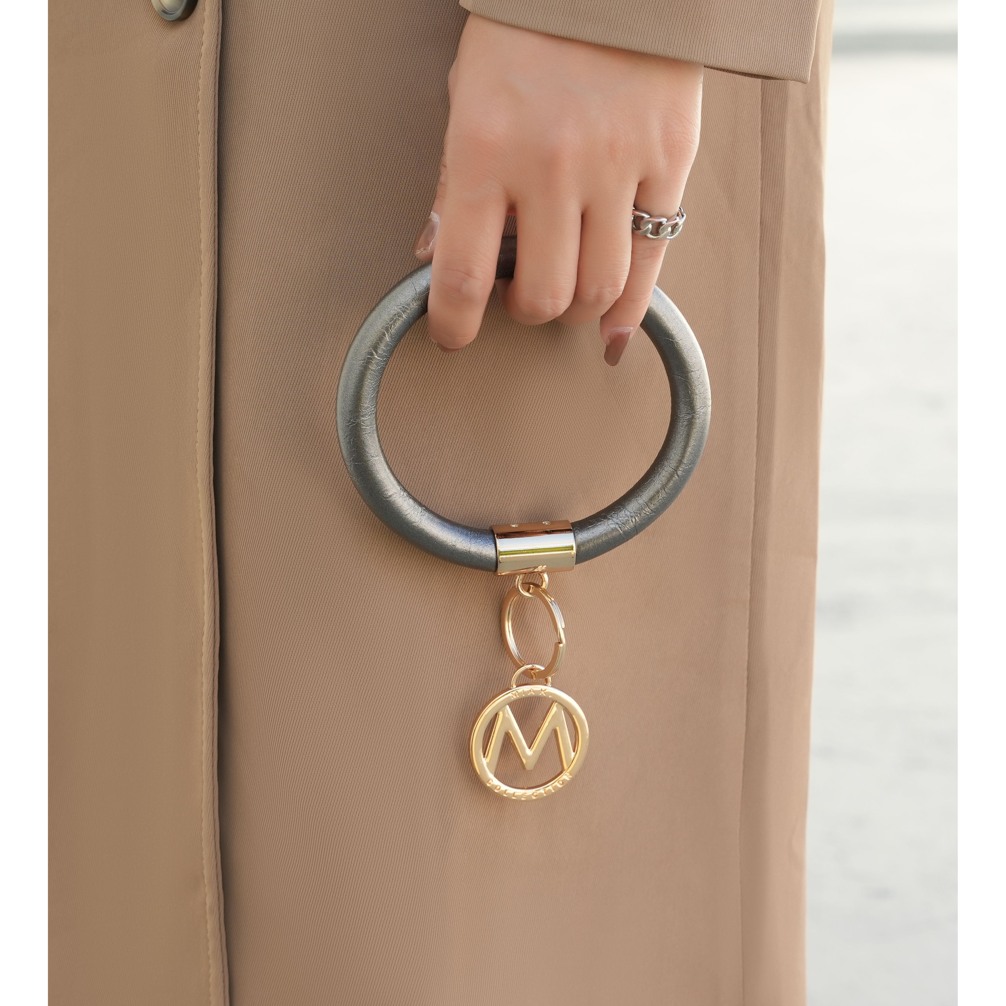 MKF collection Jasmine Vegan Leather Women Bangle Wristlet Keychain set by Mia K(D0102HI9c9g)