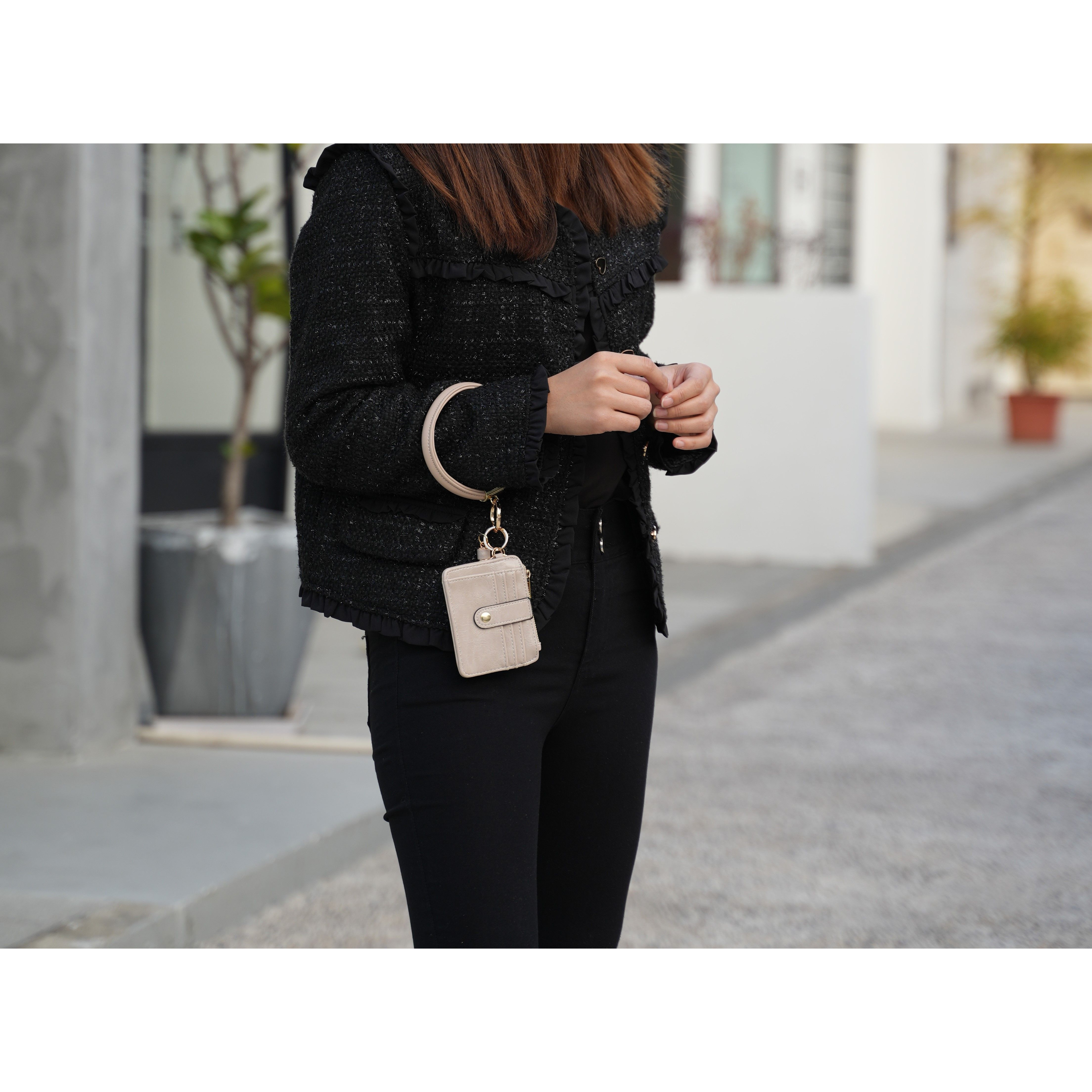 MKF collection Jordyn Vegan Leather Bracelet Keychain with a credit card Holder by Mia k(D0102HI1447)