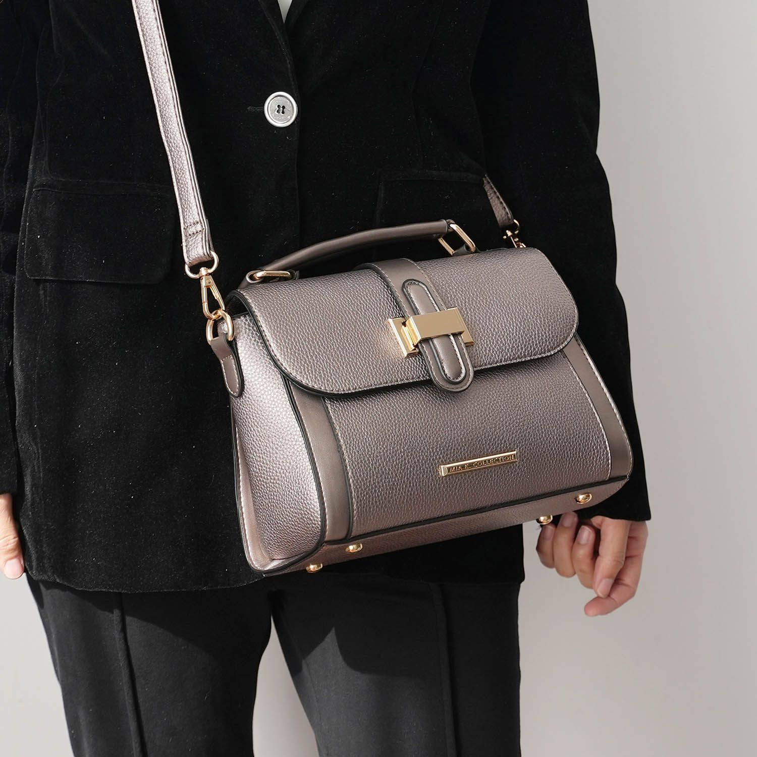 MKF Collection Willa Color Block Vegan Leather Women Shoulder Bag by Mia k
