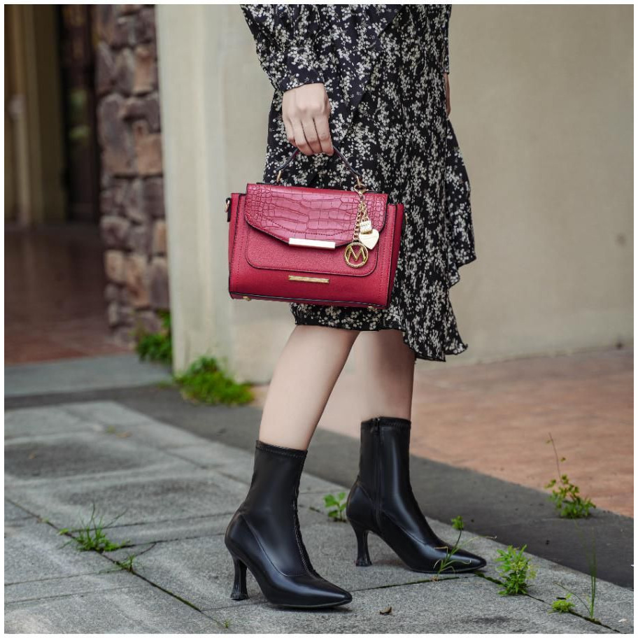 MKF Collection Sylvie Croco Embossed Vegan Leather Women Shoulder by Mia k