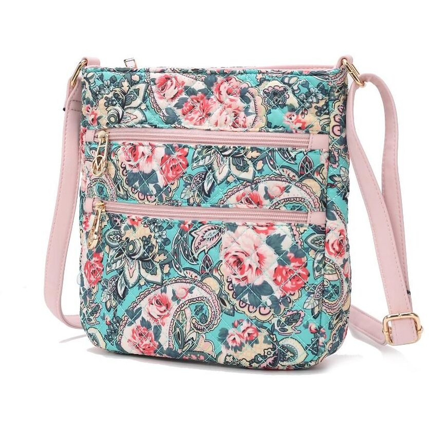 MKF Collection Lainey Quilted Cotton Botanical Pattern Women Crossbody by Mia k