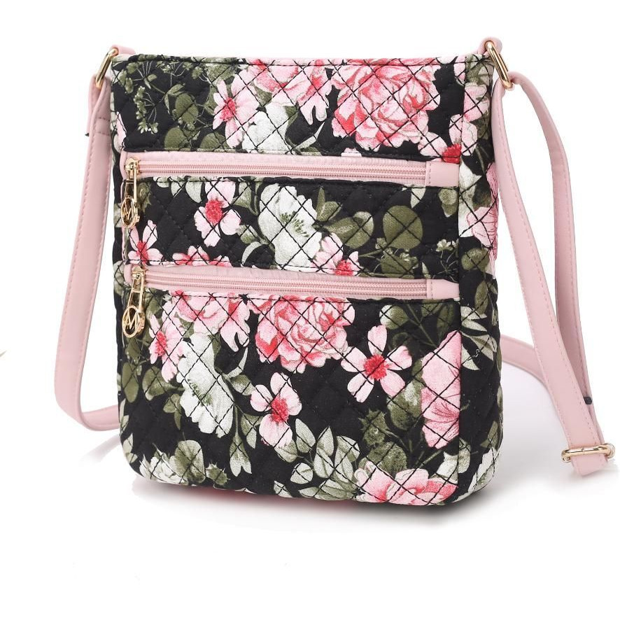 MKF Collection Lainey Quilted Cotton Botanical Pattern Women Crossbody by Mia k