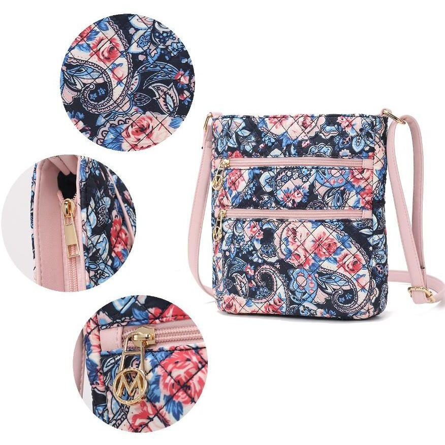 MKF Collection Lainey Quilted Cotton Botanical Pattern Women Crossbody by Mia k