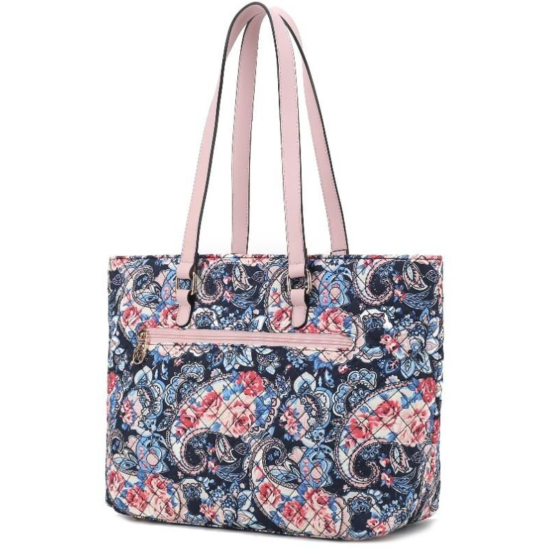 MKF Collection Hallie Quilted Cotton Botanical Pattern Women Tote Bag by Mia k