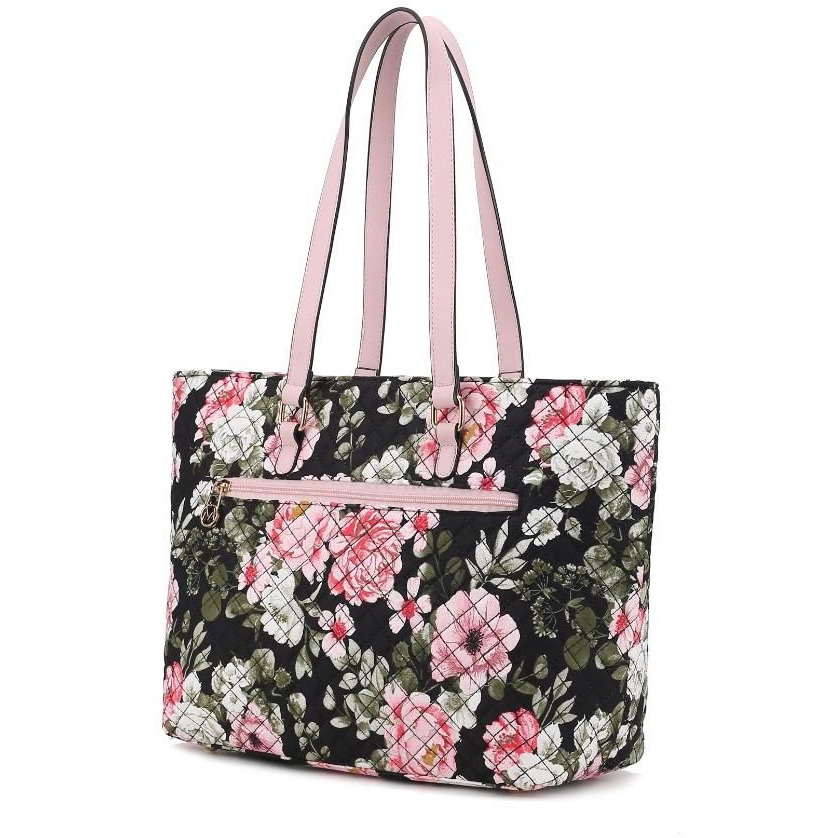 MKF Collection Hallie Quilted Cotton Botanical Pattern Women Tote Bag by Mia k
