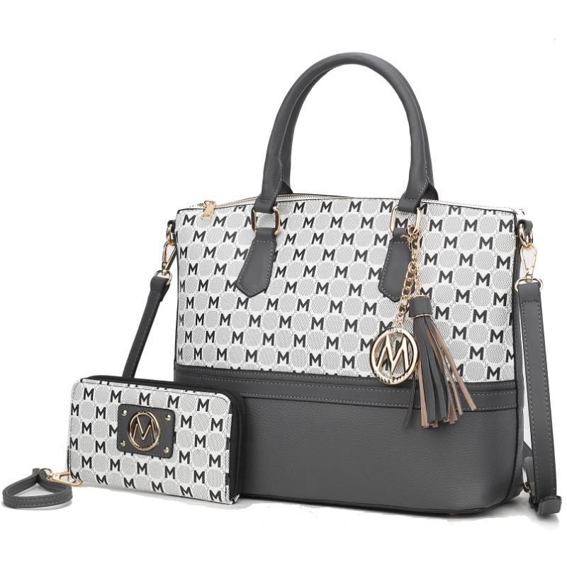 MKF Collection Saylor Circular Print Women Tote Bag & Wristlet Wallet by Mia k