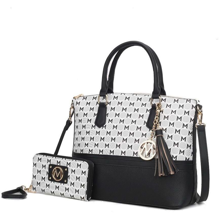 MKF Collection Saylor Circular Print Women Tote Bag & Wristlet Wallet by Mia k