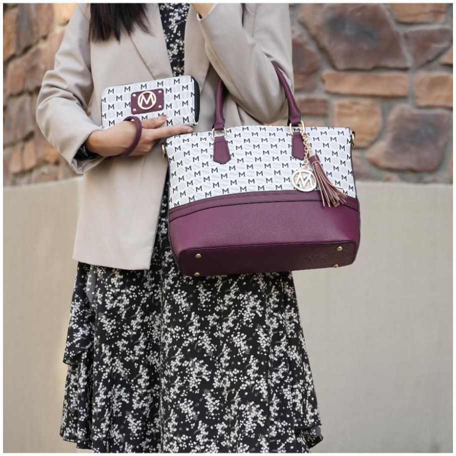 MKF Collection Saylor Circular Print Women Tote Bag & Wristlet Wallet by Mia k