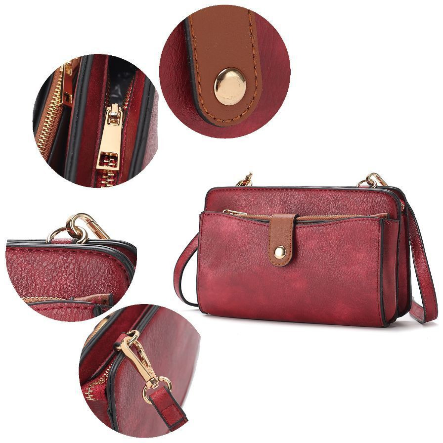 MKF Collection Muriel Vegan Leather Women Crossbody Bag with Card holder and Small Pouch by Mia k