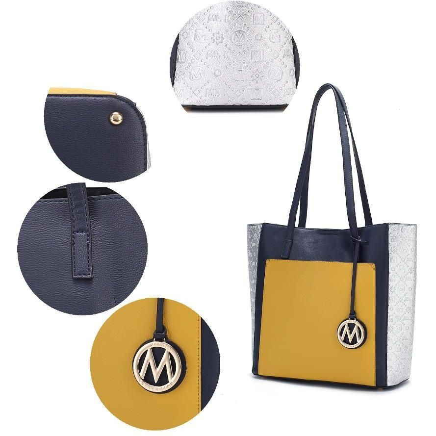 MKF Collection Leah Vegan Leather color block Women Tote Bag by Mia k
