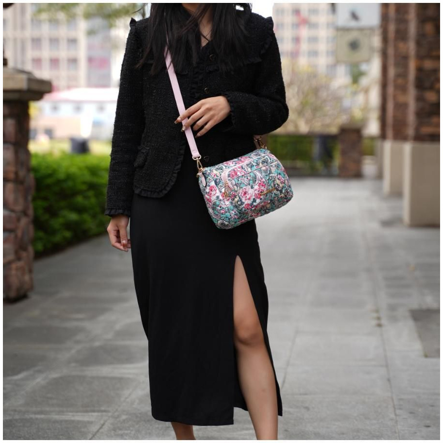 MKF Collection Rosalie Cotton Botanical Pattern Women Shoulder Handbag by Mia k