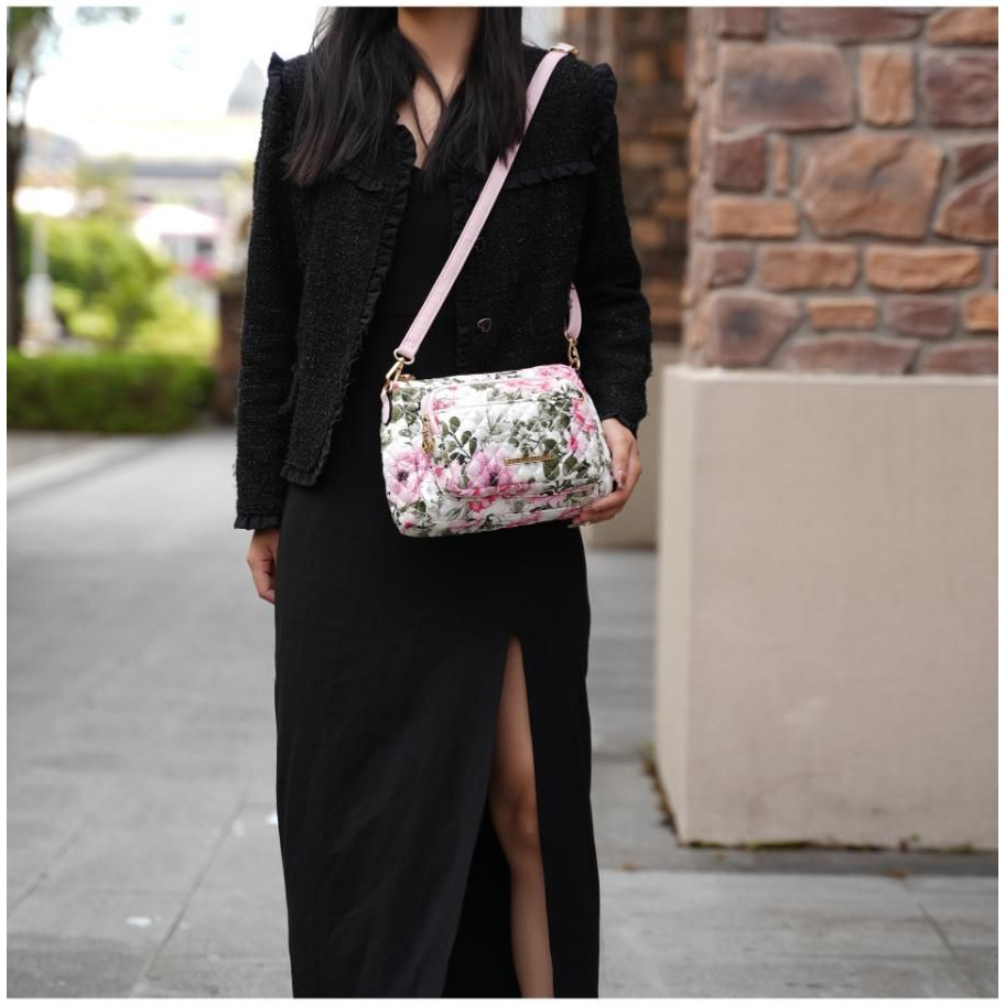 MKF Collection Rosalie Cotton Botanical Pattern Women Shoulder Handbag by Mia k