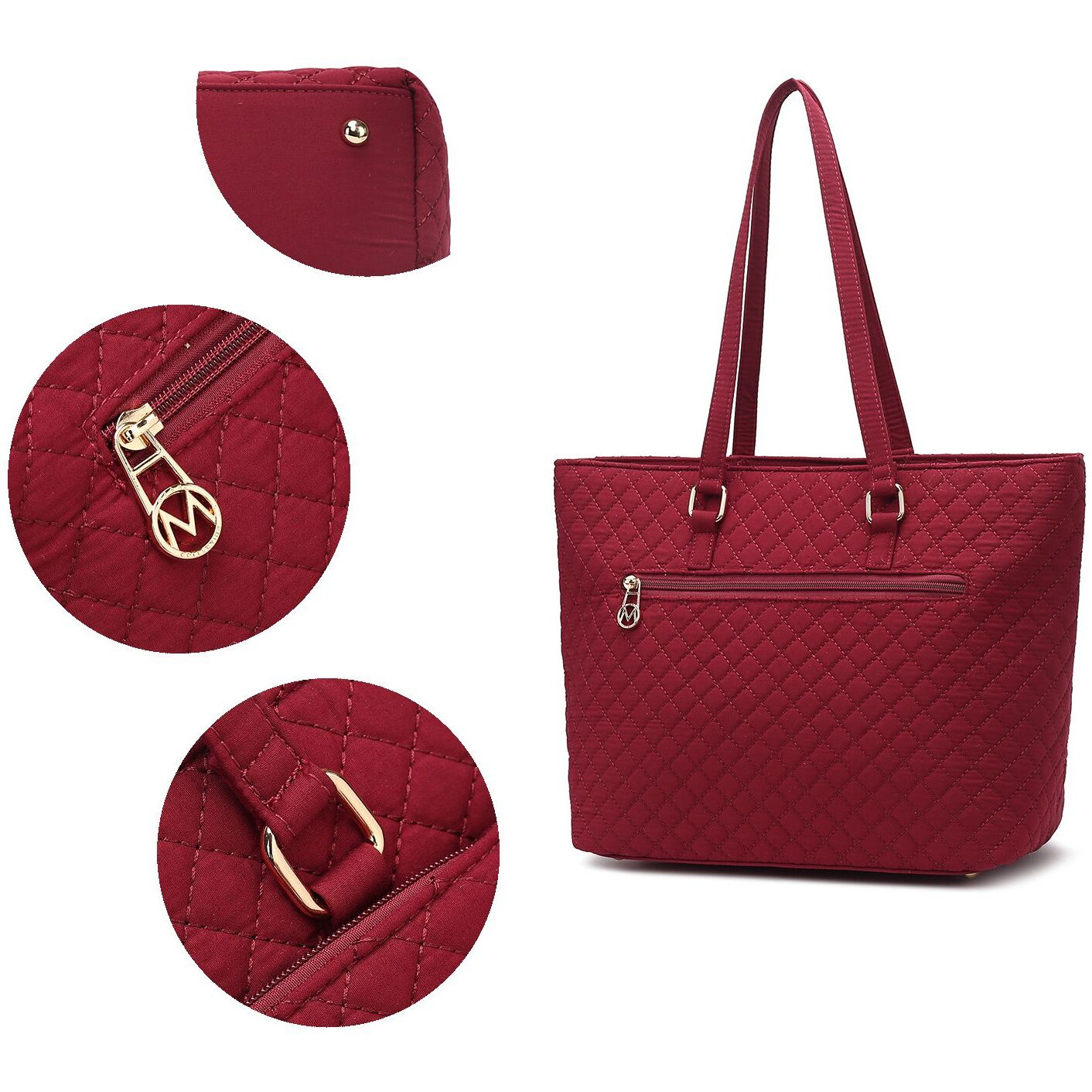 MKF Collection Hallie Solid Quilted Cotton Women Tote Bag by Mia K