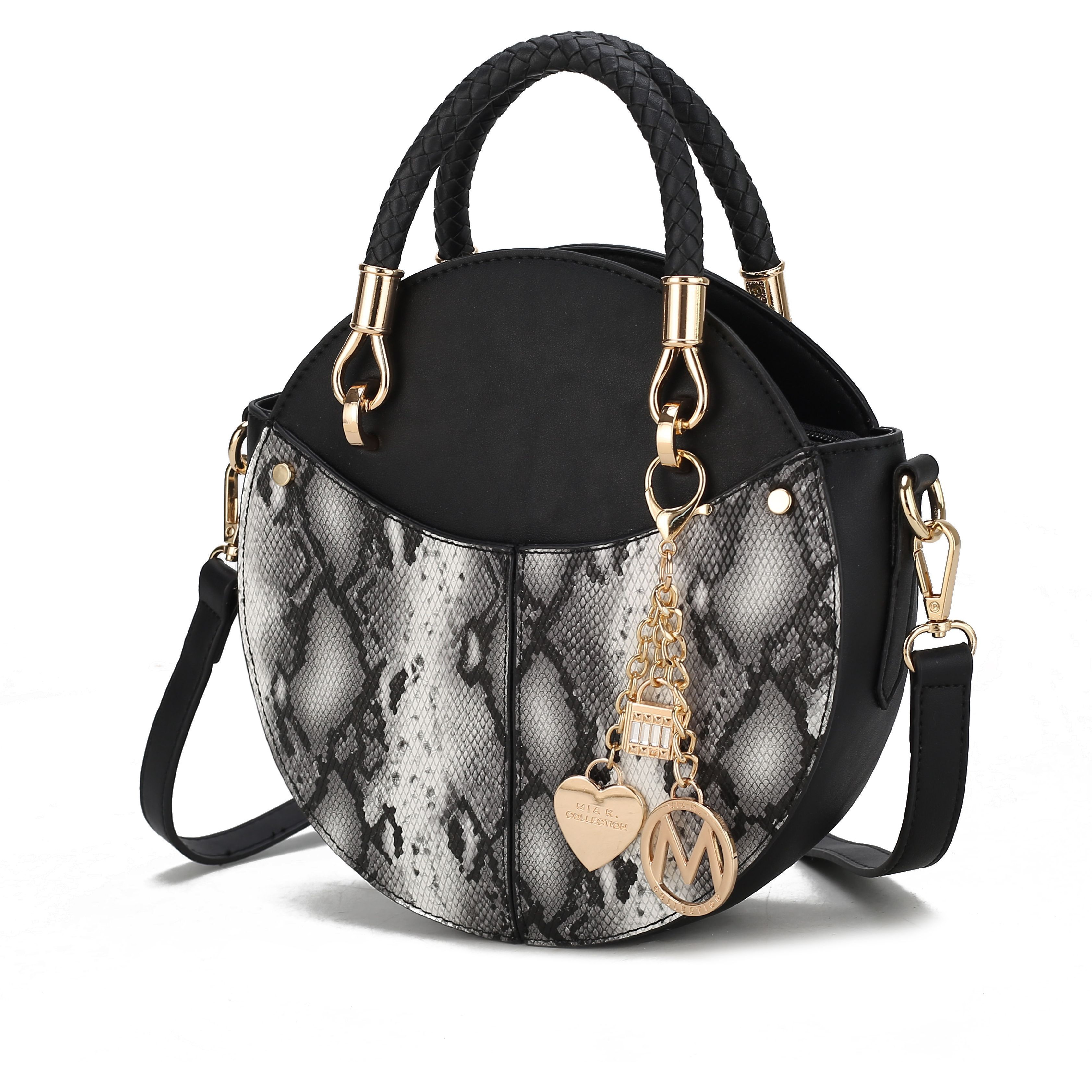 MKF Collection Camille Faux Snakeskin Vegan Leather Women Round Crossbody Bag by Mia K