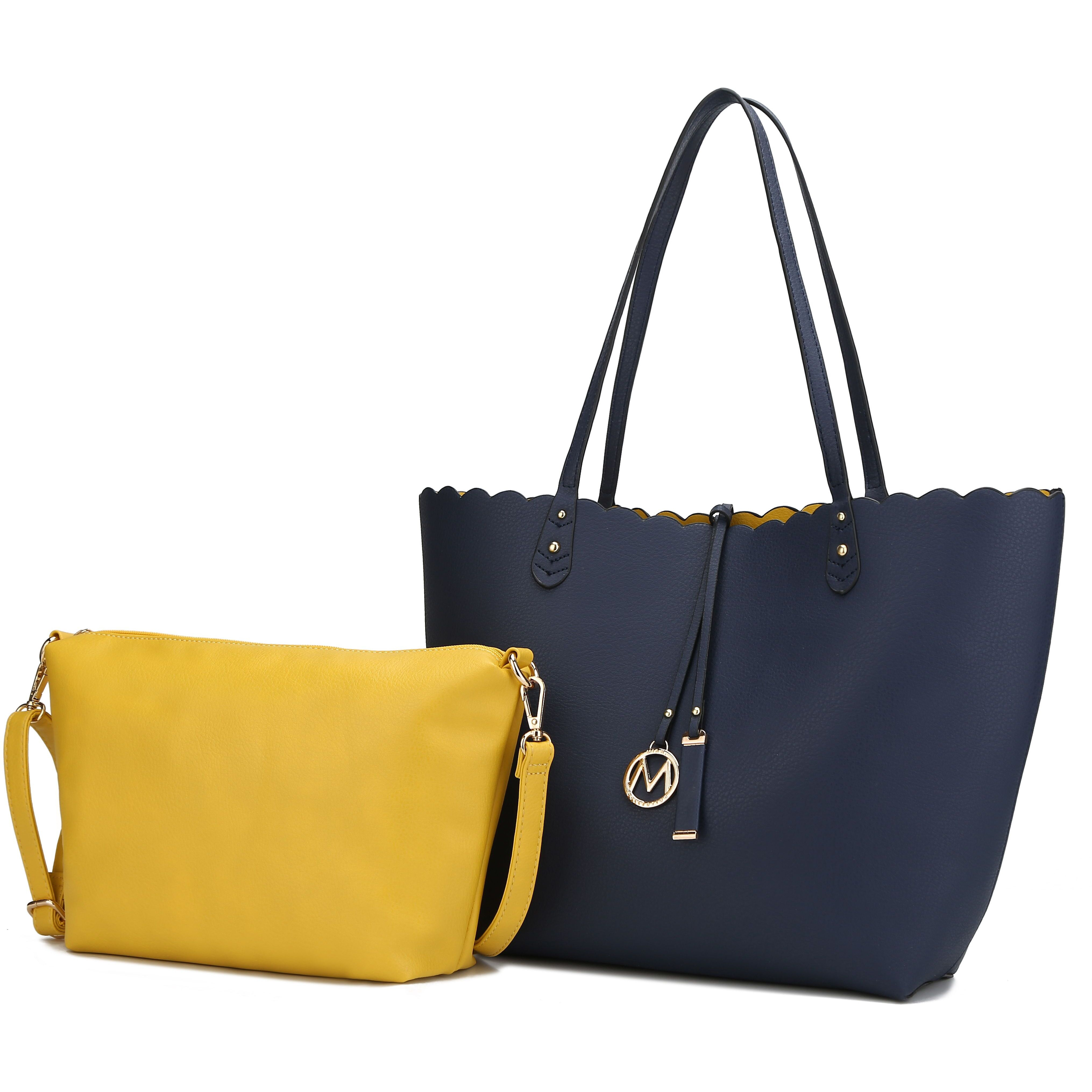 MKF Collection Amahia Vegan Leather Women Reversible Shopper Tote Bag with Crossbody Pouch by Mia K