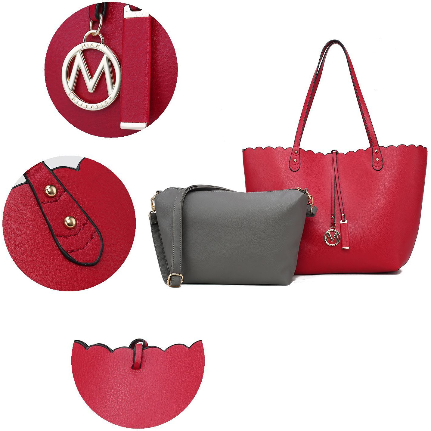 MKF Collection Amahia Vegan Leather Women Reversible Shopper Tote Bag with Crossbody Pouch by Mia K