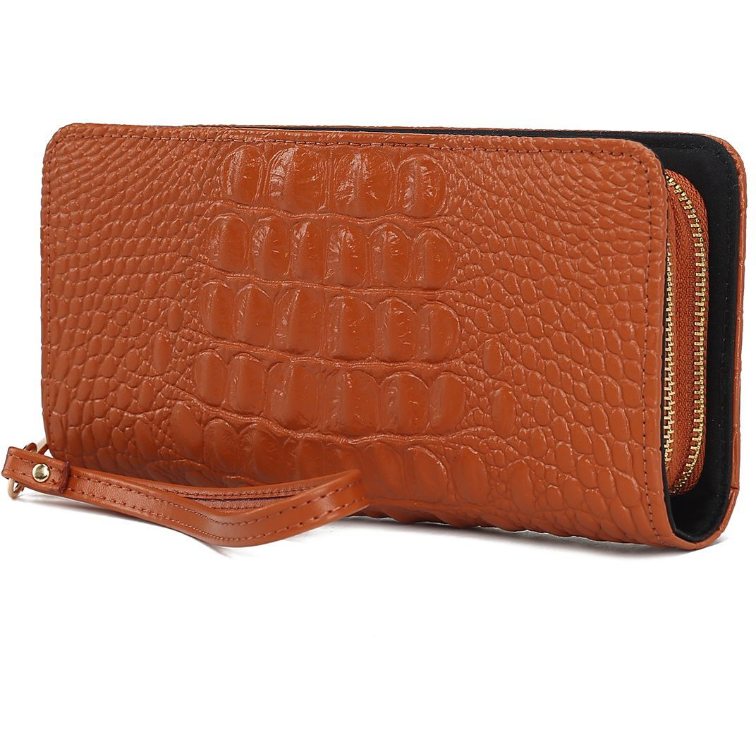 MKF Collection Eve Genuine Leather Crocodile Embossed Women Wristlet Wallet by Mia K