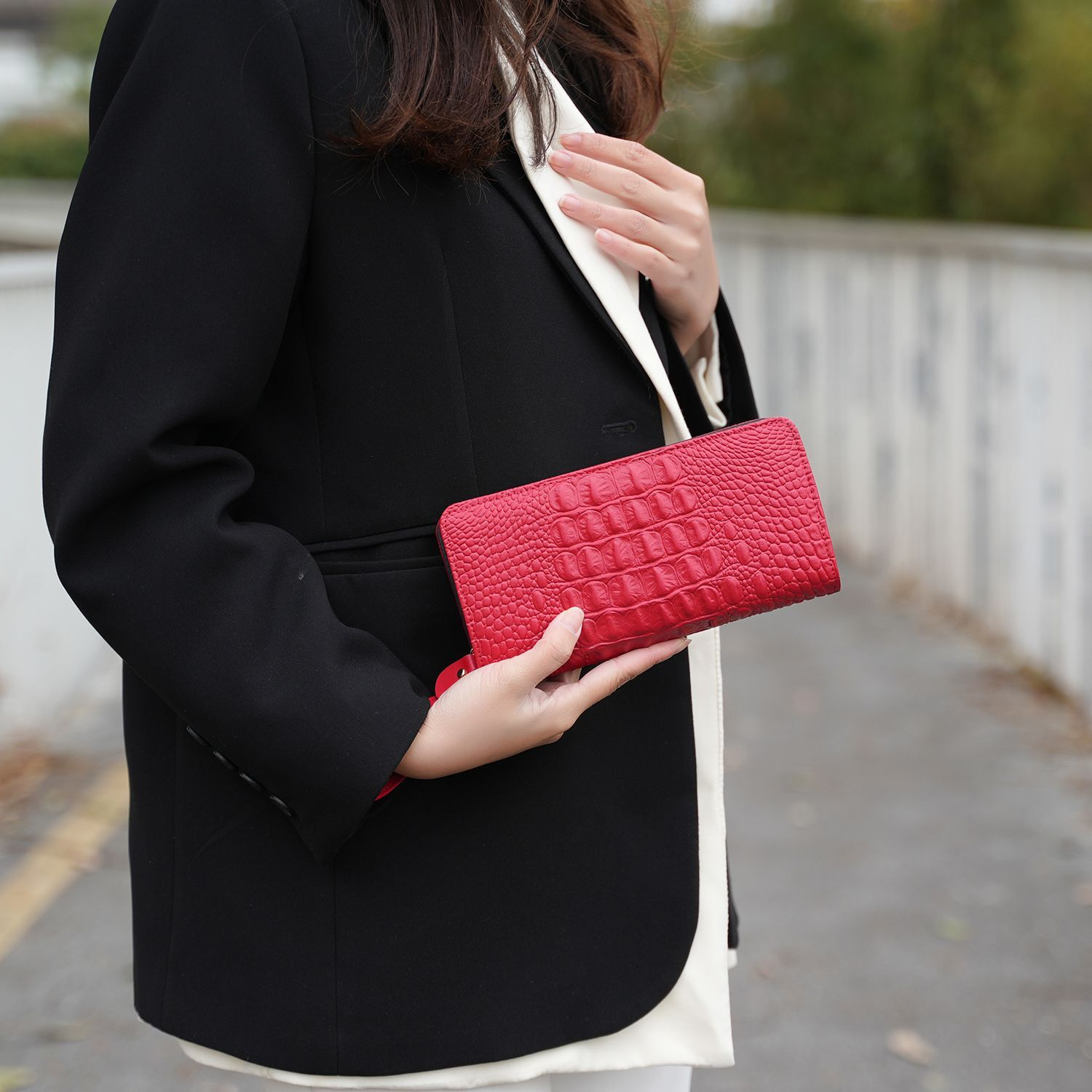 MKF Collection Eve Genuine Leather Crocodile Embossed Women Wristlet Wallet by Mia K