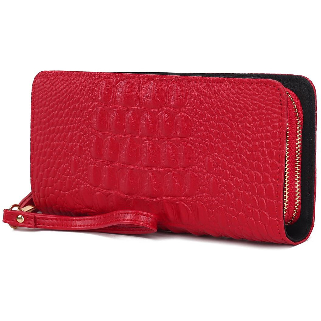 MKF Collection Eve Genuine Leather Crocodile Embossed Women Wristlet Wallet by Mia K