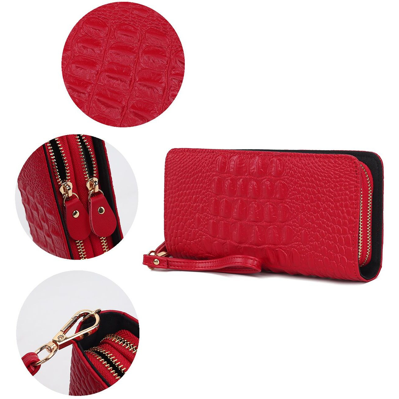 MKF Collection Eve Genuine Leather Crocodile Embossed Women Wristlet Wallet by Mia K