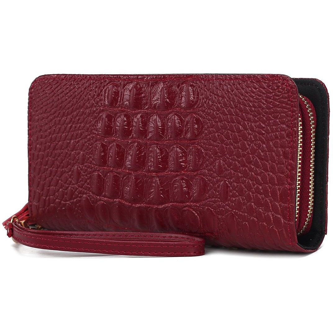 MKF Collection Eve Genuine Leather Crocodile Embossed Women Wristlet Wallet by Mia K