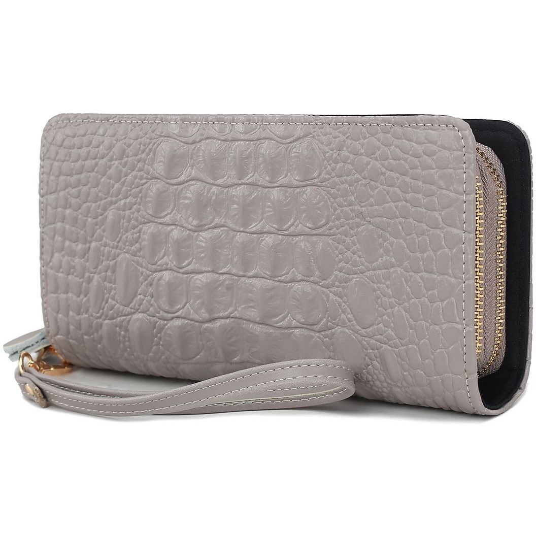 MKF Collection Eve Genuine Leather Crocodile Embossed Women Wristlet Wallet by Mia K