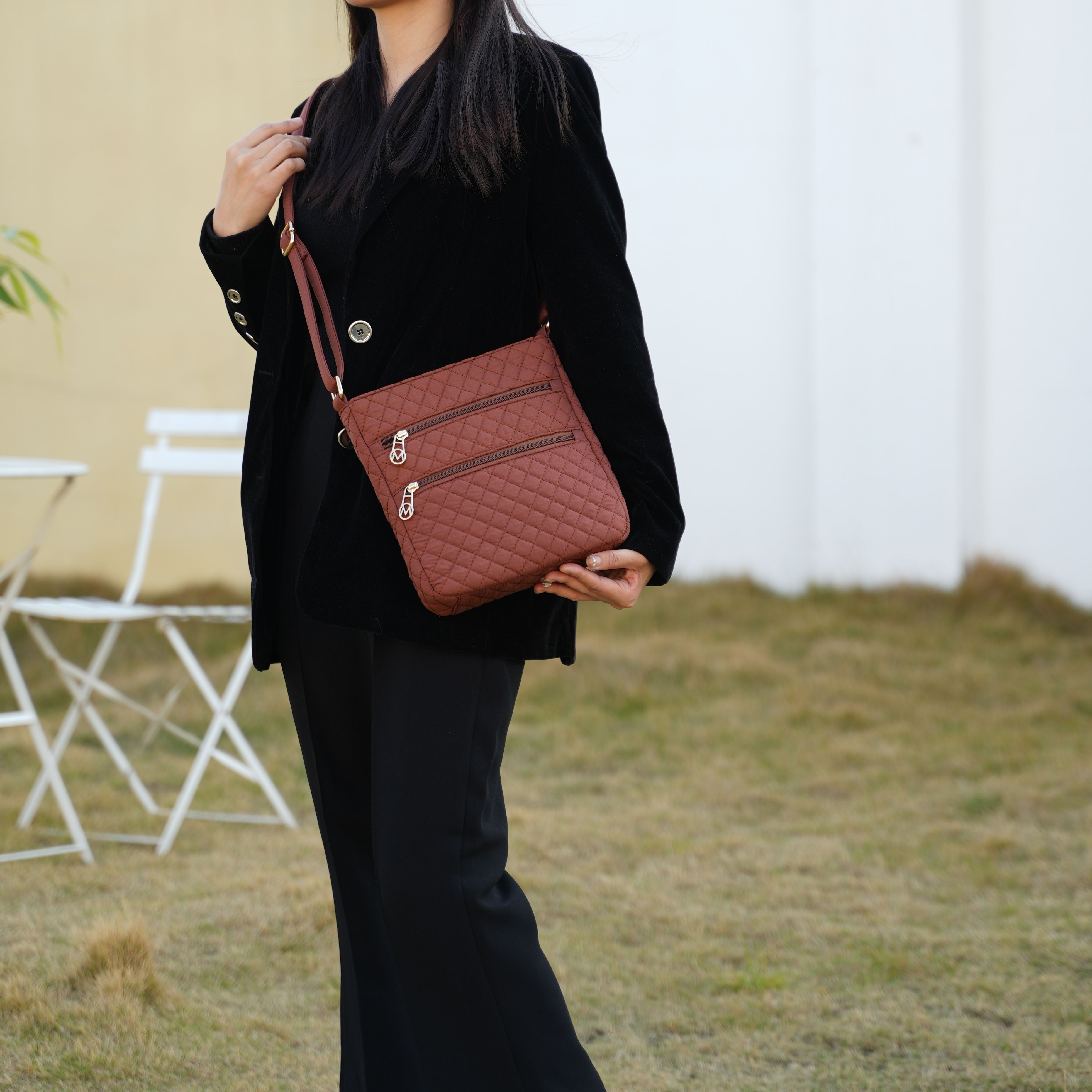 MKF Collection Lainey Solid Quilted Cotton Women's Crossbody Bag by Mia K