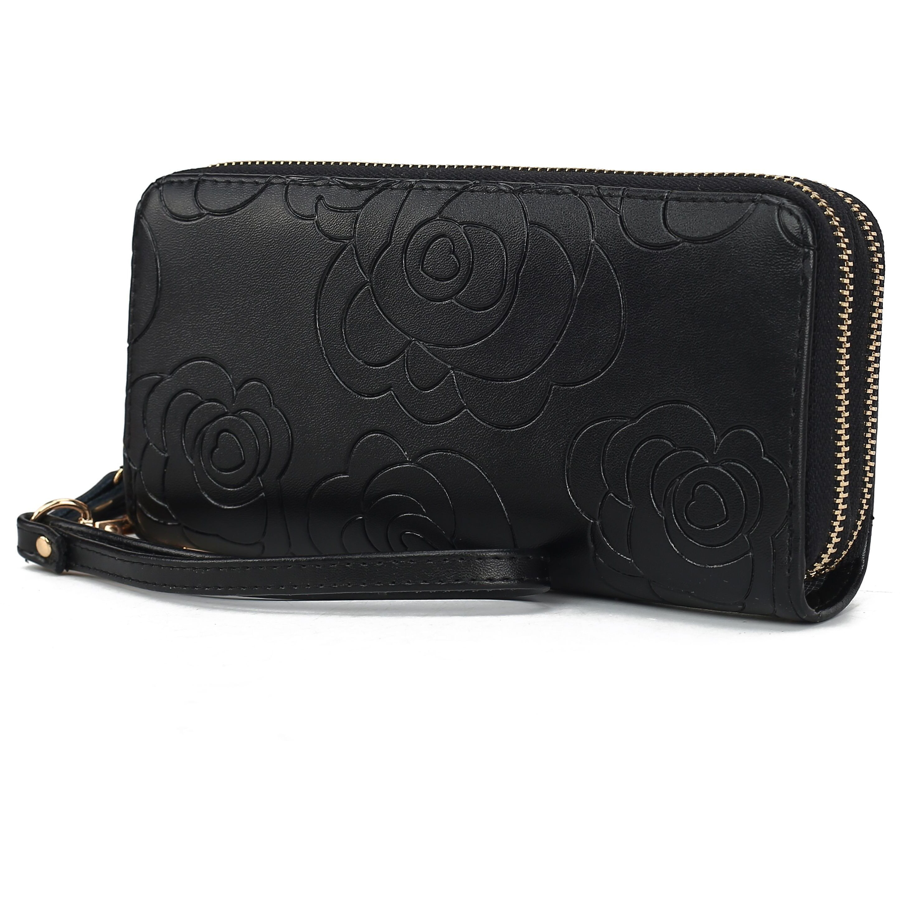 MKF Collection Ellie Genuine Leather Flower Embossed Women Wristlet Wallet by Mia K
