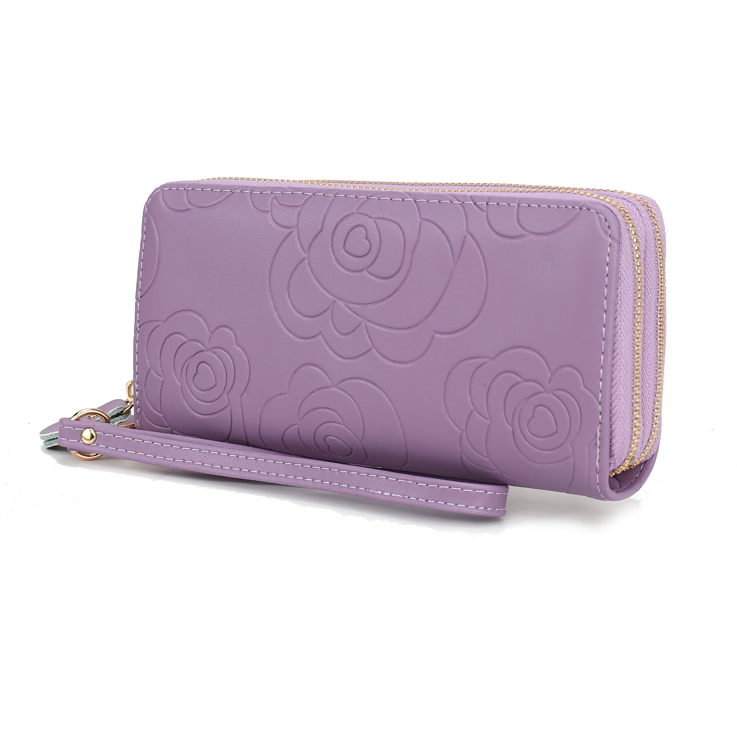 MKF Collection Ellie Genuine Leather Flower Embossed Women Wristlet Wallet by Mia K