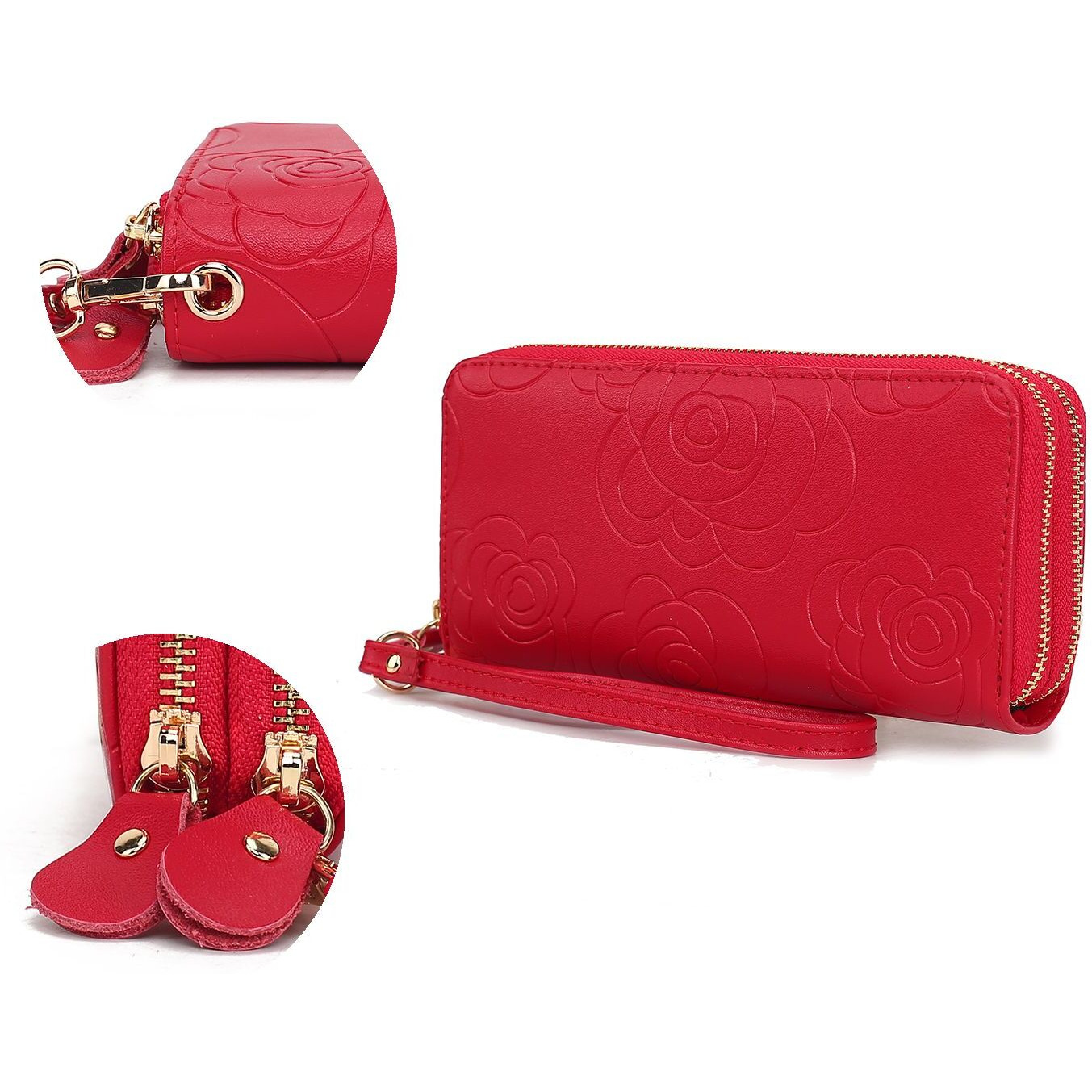 MKF Collection Ellie Genuine Leather Flower Embossed Women Wristlet Wallet by Mia K